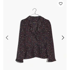 Madewell Ruffle-Hem Wrap Top in Starry Night